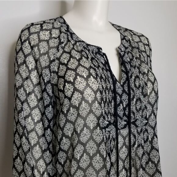 Daniel Rainn Chiffon Sheer Peasant Top With Tassels Women's Size Small - Picture 2 of 13